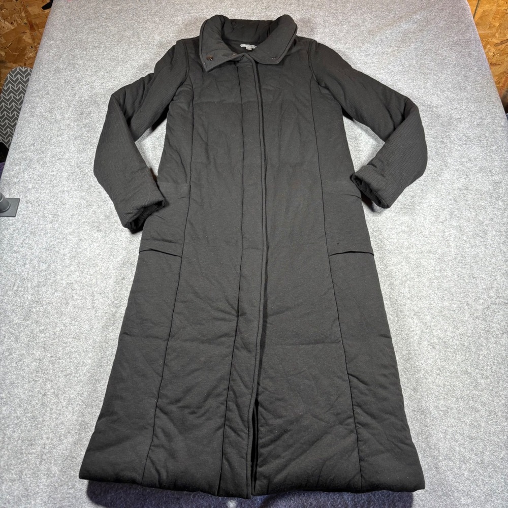 James Perse WLY2365 Black Wool Blend Maxi Puffer Coat Ribbed Sleeve Womens 4 L